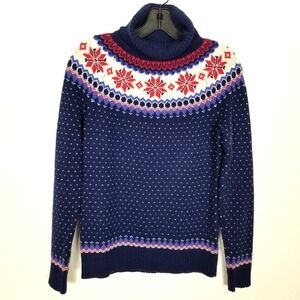 Vineyard Vines Snowflake Fair Isle Turtleneck Sweater Sz XS Wool Cashmere Ski